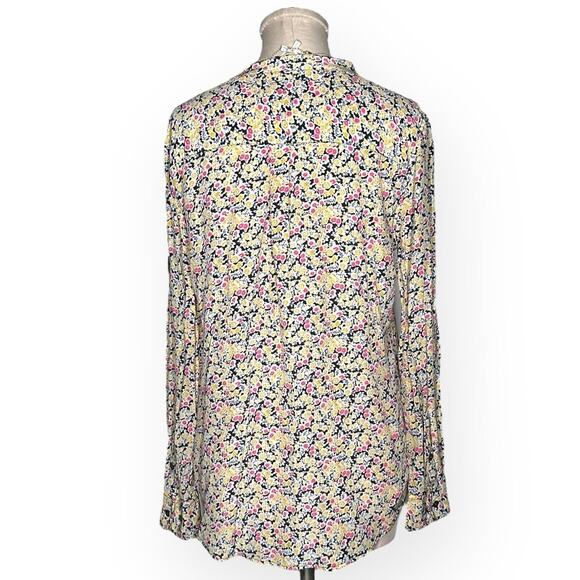 EQUIPMENT 100% Silk Hi-Low Floral Popover Blouse Split Neck Ava Relaxed Pink S - Picture 6 of 11